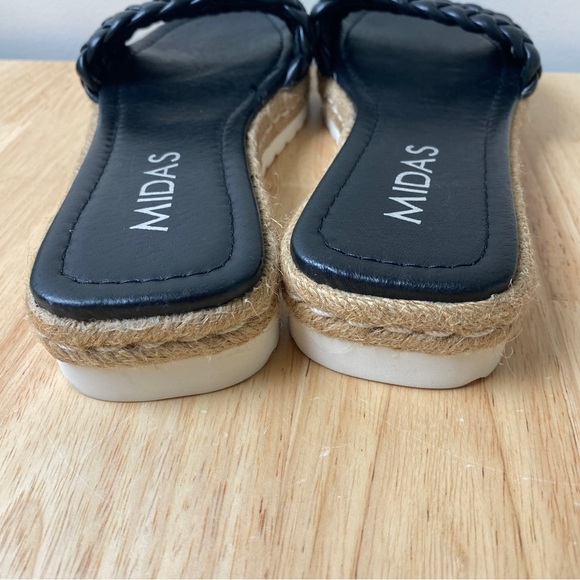 MIDAS "Shelles" Black Plaited Leather Slip On Sandals Slides Size 39 RRP $190 - Picture 5 of 11